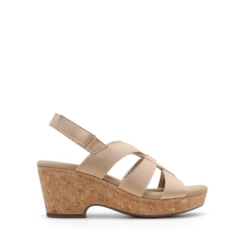 DREAM PAIRS DREAM PAIRS Women's Wedge Sandals Comfortable Open Toe Platform Casual Dressy Cork Beach Summer Shoes,Size 9,Nude,DWUMWS2511