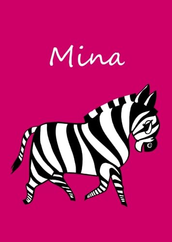 personalisiertes Malbuch / Notizbuch / Tagebuch - Mina: Zebra - A4 - blanko
