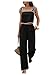 SOLY HUX Women's Summer Vacation 2 Piece Set Tie Shoulder Crop Top and Pants Travel Outfits Pure Black Small