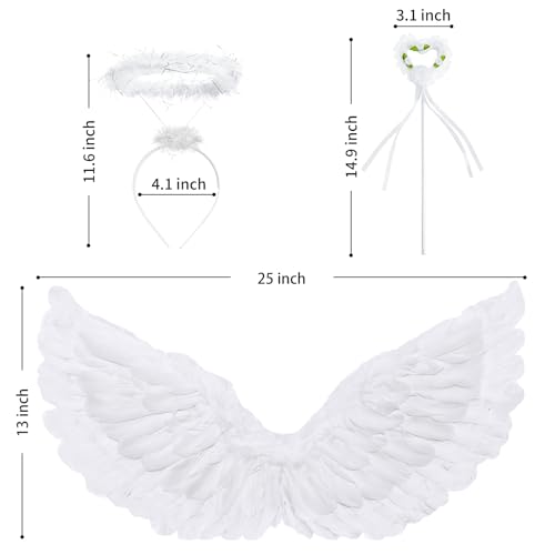 Zezzxu White Angel Wings and Halo Magic Wand Set for Kids Girls Adults Women Halloween Costume