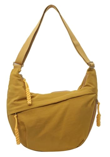 Image of Hobo Bag for Women Men Crescent Shoulder Bag Retro Nylon Canvas Crossbody Bag Slouchy Corduroy Dumpling Bag Purse | Retro