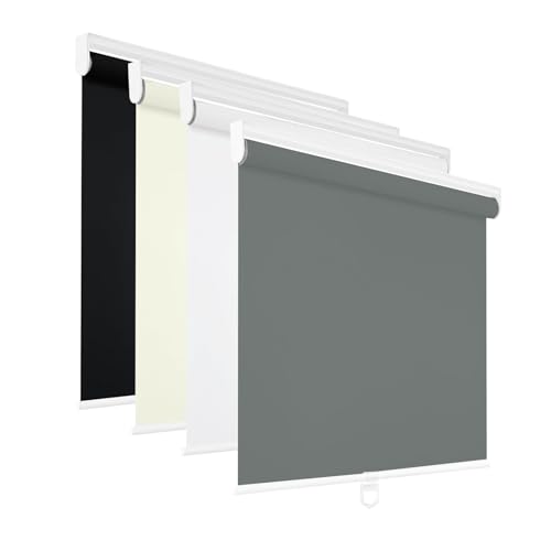 Changshade Blackout Roller Shades for Indoor Windows,Cordless Roller Blinds,Free-Stop Roll Up Shades with Thermal Insulated, Uv Protection Fabric for Bedroom,Office,French Door,Gray,46" W72 H