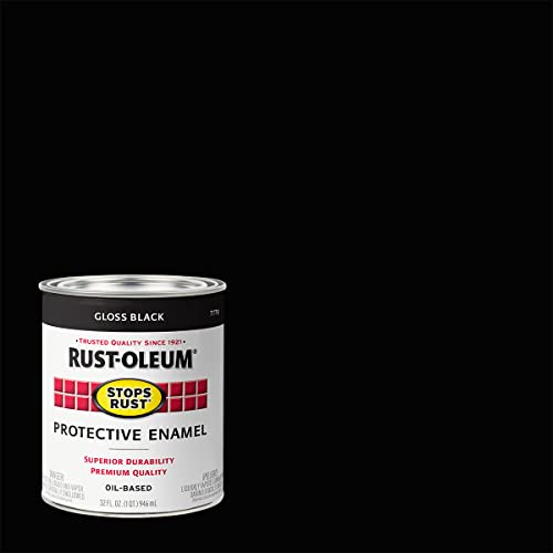 Rust-Oleum 7779504 Stops Rust Brush On Paint, Quart, Gloss Black, 32 Fl Oz #TOP1