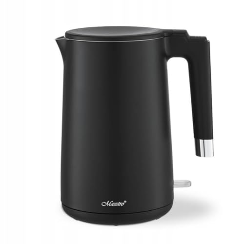 Maestro MR-026 Elektrischer Wasserkocher 1.7L 1800W | Beleuchteter Ein/Aus-Schalter | Material: Edelstahl, Kunststoff | Schwarz