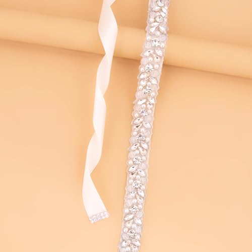 Crystal Bridal Belt Pearl Sash Handmade Rhinestones Wedding Belt for Bride Dress 7
