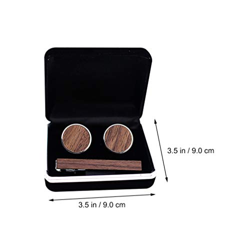 GALPADA Houten Manchetknopen en Tie Clip Set Mannen Hout Inlay Tie Clip Ronde Manchetknopen Met Cadeaubon Vader Cadeau Voor Formeel Zakelijk Huwelijksfeestje - Image 3