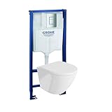 Grohe Rapid SL Élément mural de WC avec plaque de déclenchement + WC mural Lavita sans sys...
