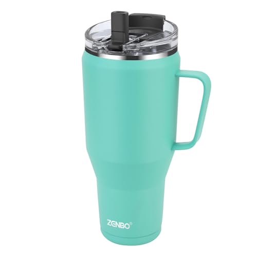 Zenbo 40 oz Tumbler with Handle â€“ Double Wall Vacuum Insulated Mug with Handle, Leak Proof Lid and Straw â€“ Keeps Drinks Cold up to 34 Hours â€“ Insulated Tumbler Sweat Proof,Dishwasher Safe