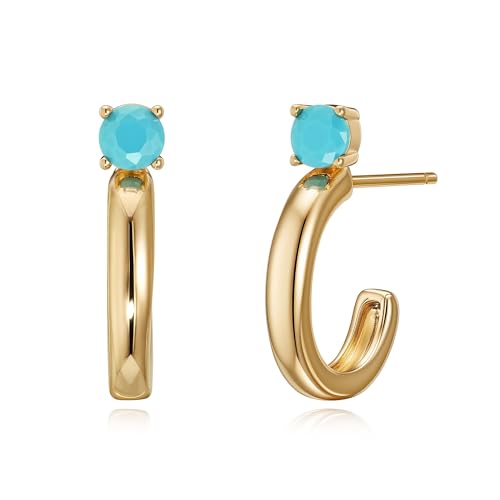 FETTERO Gold Hoop Earrings for Women, 14K Gold Plated Open C Shape Hoops Lightweight Chunky Gold Earrings, Hypoallergenic Gold Earrings for Women Ear Piercing Jewelry Gifts