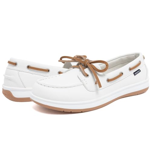 Image of Nautica Women's Casual Boat Shoes, Moc-Toe Loafers with Cushioned Insole, Deck Fashion Sneaker