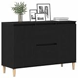 vidaXL Credenza Moderna in Rovere Nero Soggiorno, in Legno ingegnerizzato con Gambe in euc...