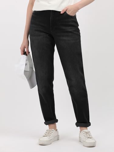 Calvin Klein Donna Jeans Mom Jean Tapered Fit, Nero (Denim Black), 26W/30L - 2