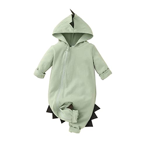 Image of CBNRLOPOP Newborn Baby Boys Girls Cartoon Dinosaur Hoodie Romper Onesies Jumpsuit Outfits