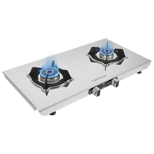 Image of Everflame Marvel 2 Burner Gas Stove | ISI Certified SS Cooktop | 6G Series Brass Burner | Manual Ignition | 5 Years Warranty on Body & Burners + 2 Year Comprehensive Warranty | Doorstep Service