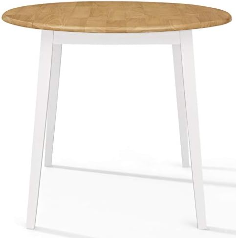 Hallowood Ledbury Drop Leaf Round Table in White Painted and Oak Finish