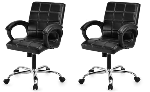 Image of GOYALSON Comfortable Revolving Office Chair Adjustable Swivel Chair with Padded Seat & Backrest for Home Office (2, Black, Standard)