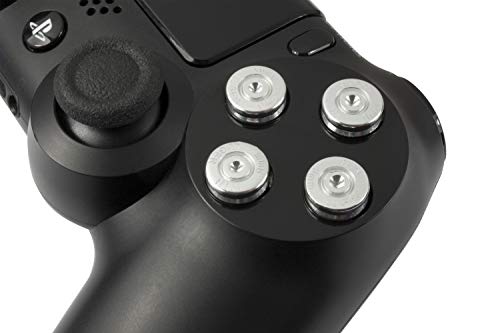 GAMINGER Balas hechas de Aluminio Botones para Sony PlayStation 4 DualShock Control de consola Munition Bala Teclas Tapas Accesorio Ballas Mod Custom PS4 Sticks de Bala Tuning  PLATEADO