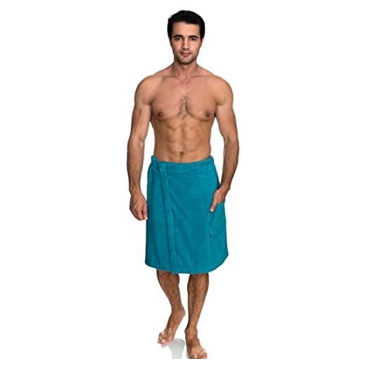 TowelSelections Men's Wrap, Shower & Bath Terry Towel with Snaps Small/Large Algiers Blue