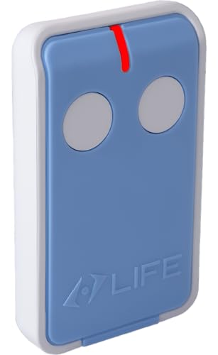 LIFE MAXI 2 Mando a distancia – Transmisor manual de 2 canales | 433,92 MHz Control inalámbrico | Cifrado Rolling Code | Alcance de hasta 200 m | Larga duración con batería de 12 V | Bloqueo de teclas