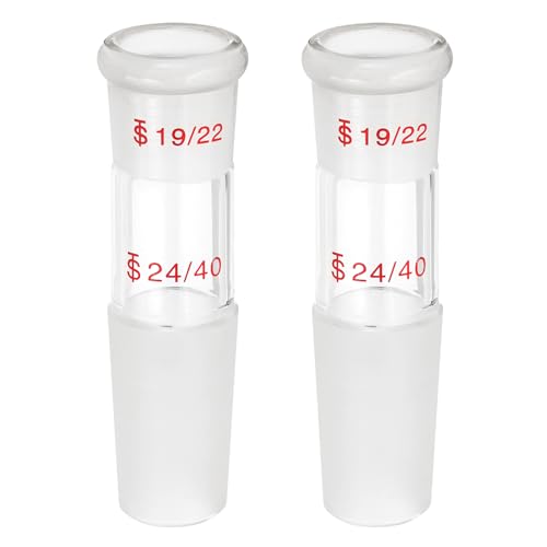 PATIKIL Glass Reducing Connecting Adapter, 2 Pcs from 19/22 Outer to 24/40 Inner Joint Connecting Adapter Distillation Parts for Lab Use Equipment Supply, Style 20