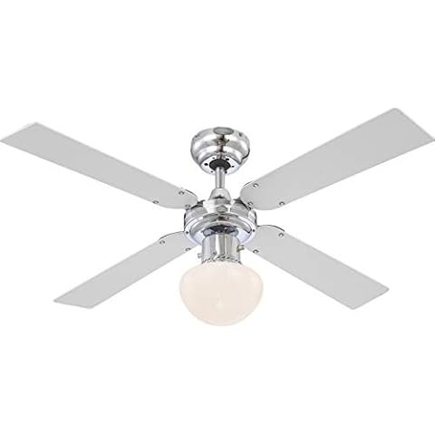 Globo E27 Deckenventilator mit Chrom Klingen Cover