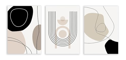 Affiche abstraite beige et noire pour un salon style bohème chic