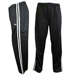 Mens Elasticated Tracksuit Trackie Bottoms Silky Joggers Jogging Gym Sports Running Striped Comfy Pants Trousers S-6XL (UK, Alpha, 4XL, Regular, Regular, Black)
