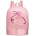 Meyrwoy Dance Backpack, Large Capacity Ballet Bags with Separate Shoe Compartment, Portable Ballerina Bag with Top Handle and Strap, Zippered Dance Bag for Girls 3-12