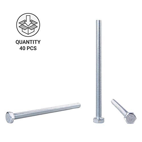 40 Stück DIN 933 Stahl Sechskantschrauben M6 x 90 mm, Sechskantschrauben Vollgewinde, Sechskantkopf (40, M6 x 90 mm)