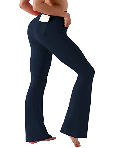Image of BUBBLELIME 29 inch /31 inch /33 inch /35 inch /37 inch Women High Waist Bootlegs Yoga Pants Tummy Control Bootcut Workout Flared Out Pockets
