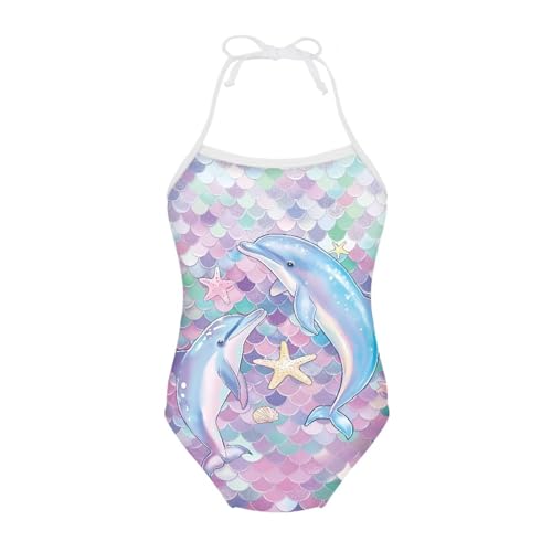 Image of Girls One Piece Swimsuit Beach Bathing Suit Toddler Floral Halter Straps Swimwear for 1-10 Years