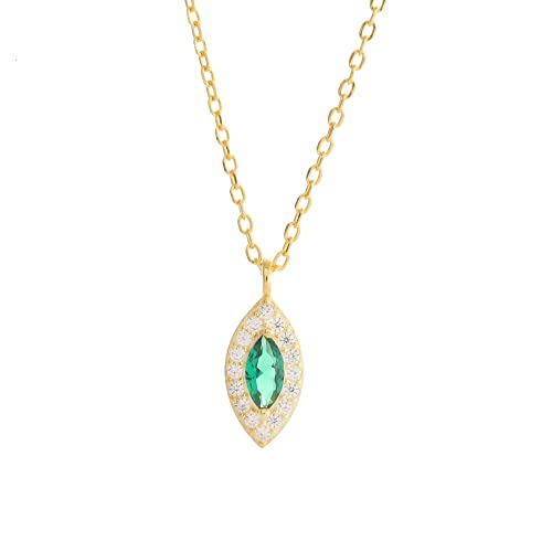 Pendentif en cristal vert et chaîne de clavicule en argent massif 925