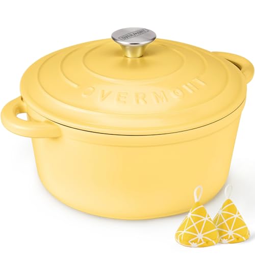 Overmont Enameled Cast Iron Dutch Oven - 5.5QT Pot with Lid Cookb...