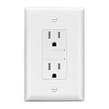 LIDER Surge Protector Receptacle with Grounding Indicator, Child Safe Tamper-Resistant Wall Outlet, Residential Grade, Self-Grounding, 15A 125V, 1500 Joules, UL Listed, Thermoplastic, Matte White