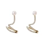XIGAWAY Pendientes de tuerca de serpiente para mujer, aretes curvados con diamantes de imitación dorados, regalo de joyería colgante geométrica