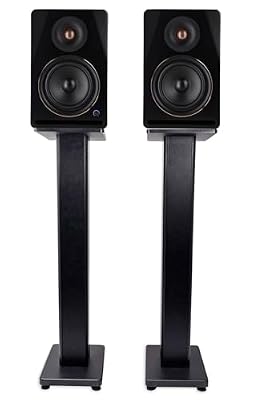 Rockville APM6B V2 Bundle: Pair 6.5-in 400W Peak/100W RMS Active Powered Studio Monitor Speakers-Black, Pair of RHTSB 36-in Bookshelf Speaker Stands, 2-Items