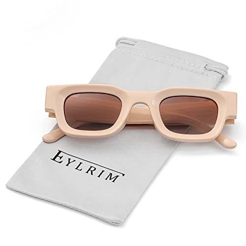 Image of EYLRIM Thick Square Frame Sunglasses for Women Men Chunky Rectangle Polarized Sunglasses UV400 Protection