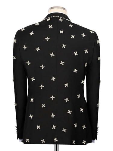 Men Suits Rhinestone Beaded Stones Prom Blazers Double Breasted Formal Dresses Wedding Groom Tuxedos Dinner Party2