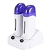 Double Depilatory Wax Roller Heater Hot Body Hair Removal Roll On Depilation Waxing Machine with Heater Base for Personal & Professional Beauty Salon (Wax Roller + 200g Wax Cartridge Refill)
