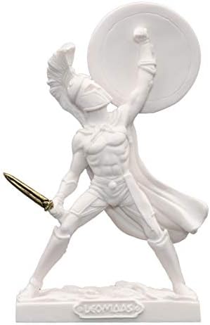 Helcee Handmade Alabaster Spartan Warrior (Leonidas) Statue 6.69 in