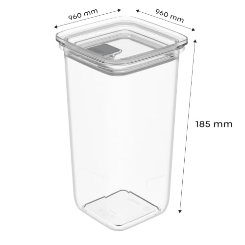 Image of All Time Modular Plastic Storage Container 950ml | BPA Free Food Grade Kitchen Storage Jar with Silicone Lid | Airtight Stackable Canister for Snacks, Dry Fruits & Pantry Storage - Transparent