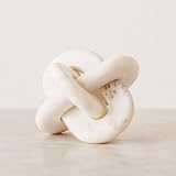 Marble Knot Sculpture for Living Room Decor - Home Tabletop Accent for Bathroom, Office, Shelf, Entryway, and Console Display - Intertwined Stone Ornament for Coffee Table Decor - 6', White