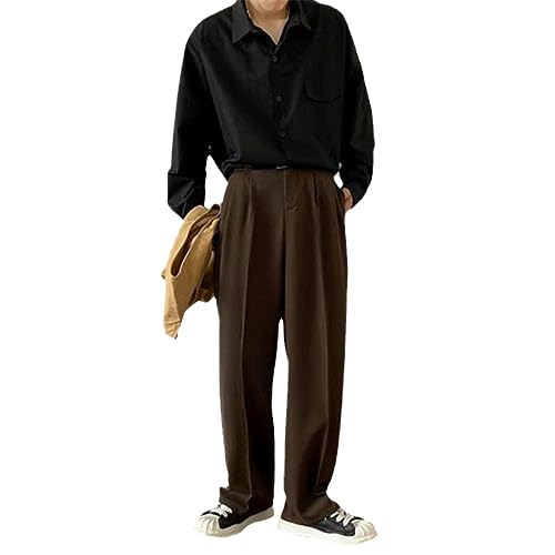 Men Casual Pants Simple Solid Loose Formal Streetwear Leisure All-Match Office Clothing Fashion Classic Trousers