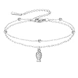 OATHCAF Pulsera Delicada Pez Payaso Acero Inoxidable Joyería Animales Lindos Dijes para Mujeres Declarativo Ajustable 17+5cm Cadenas Capas Accesorios Regalos (Bañado en plata)