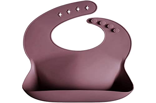Image of mushie Silicone Baby Bib | Adjustable Fit Waterproof Bibs (Dusty Rose)