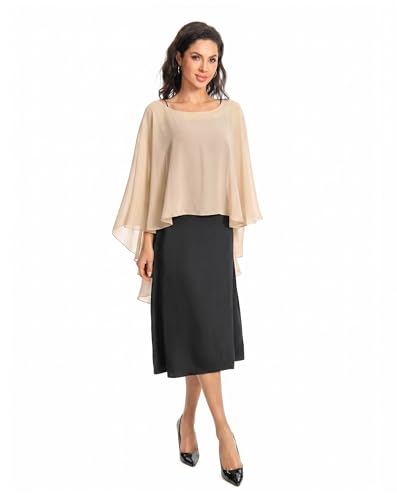 Image of Baoqiya Chiffon Capes Sheer Capelets Long Cape Poncho For Women Plus Size