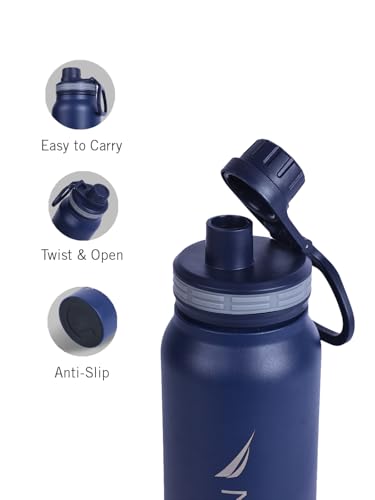 Image of NAUTICA Premium Leak-Proof Insulated Water Bottle - 1pc (Fender)| 750ml | Stainless Steel Flask with 24 Hours Temperature Retention | Ideal for Travel, Gym, Office Use Austin Solid-denimblue