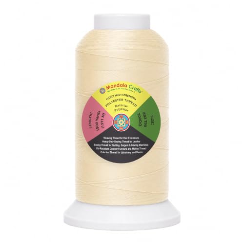 Mandala Crafts Ivory Tex 90 Polyester Heavy Duty Thread for Upholstery