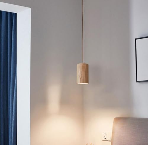 Lampe suspendue bois gain de place pour petite table de nuit