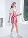 Haloumoning Girls Striped Overalls Kids Fashion Adjustable Straps Colorblock Overall Shorts Rompers with Pockets 5-14Y